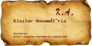 Kiszler Annamária névjegykártya